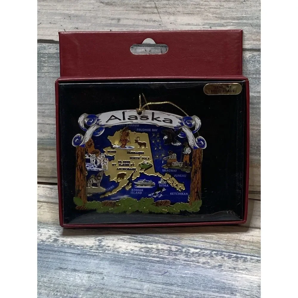 3D Nation Treasures Genuine Brass‎ Alaska State Landmarks color enamel plaque